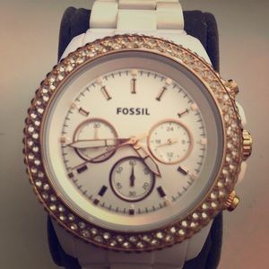 Fossil Rose Gold Shell White Watch